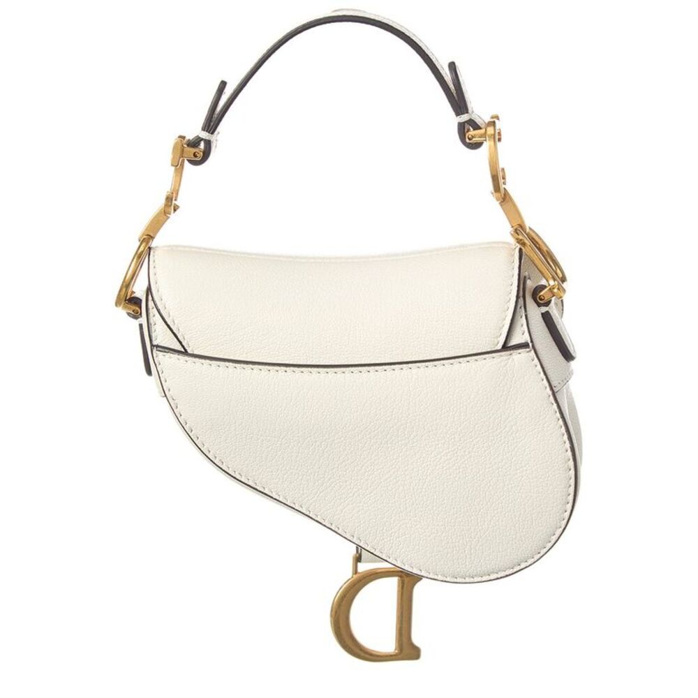 Dior Leather Saddle Bag, White - Picture 2 of 5